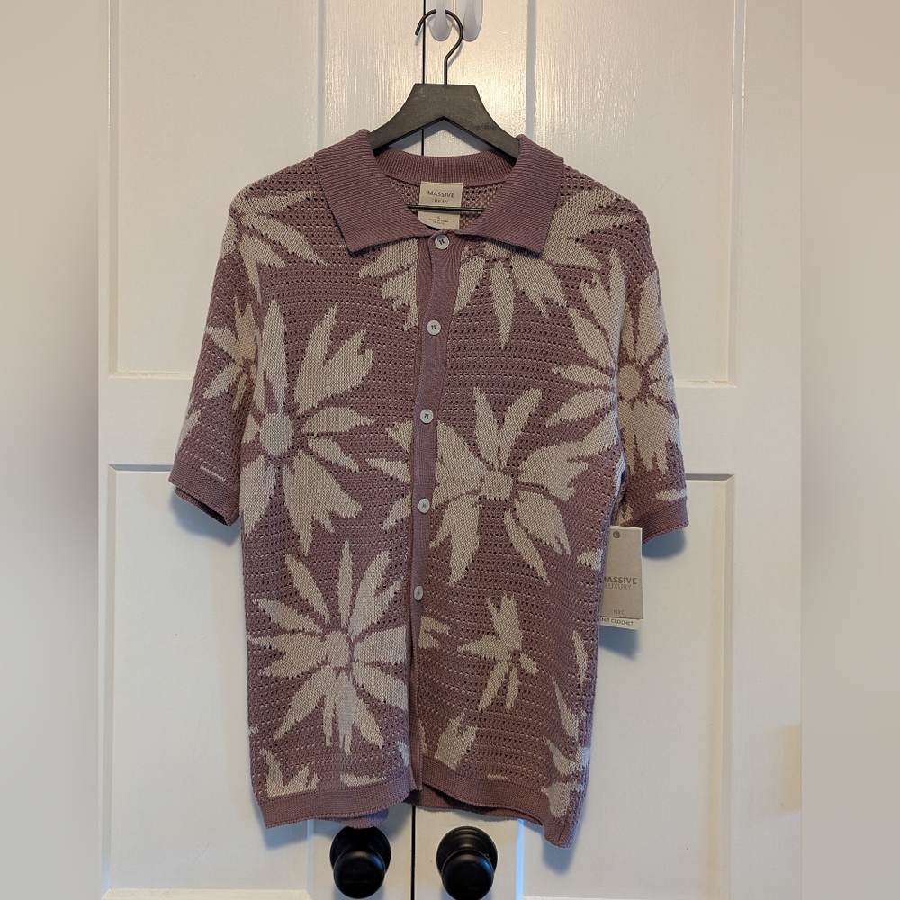 Massive Luxury Knit Crochet  Cardigan Small Women's Short Sleeved NWT New Cotton